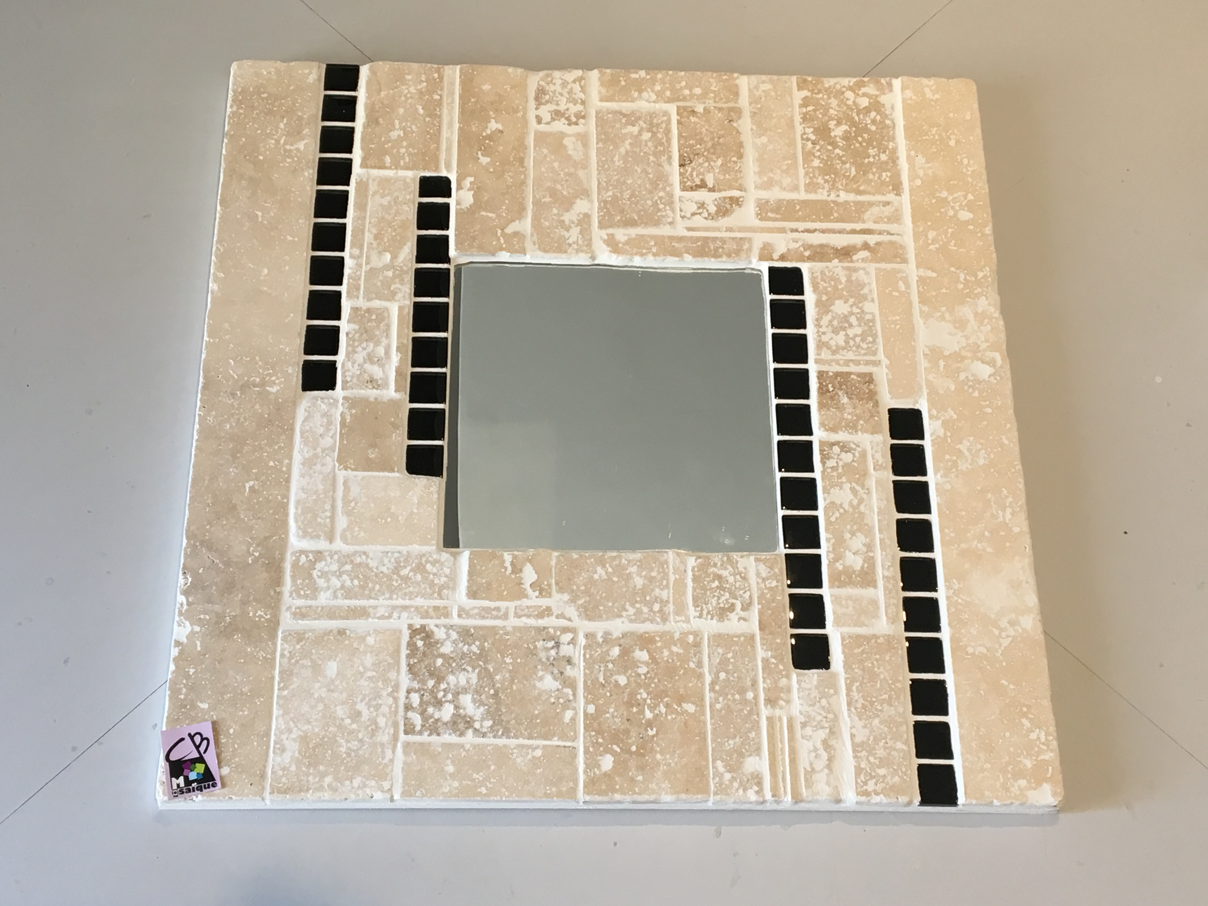 Rossone Rouge Beige Noir Pierre Naturelle Miroir Mosaïque Bad DEKO01 I
