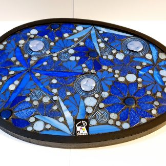 Plateau Végétal mosaïque bleu