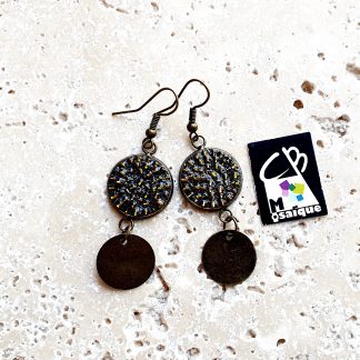 Boucles d'oreilles ronde jaune or en verre et rocaille