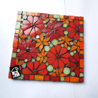 Dessous de plat Fleurs rouge orange et jaune