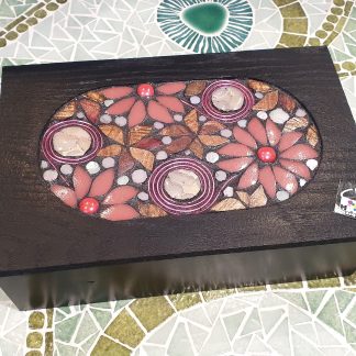 Boite à thé Mosaïque végétal rose