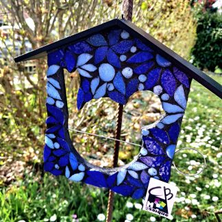 Nichoir Boule de graisse Oiseaux végétal bleu en mosaique