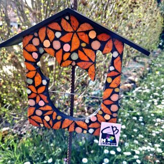 Nichoir Boule de graisse Oiseaux végétal orange en mosaique