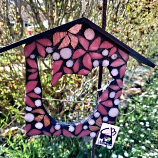 Nichoir Boule de graisse Oiseaux rose en mosaique